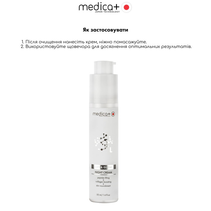 Нічний крем для обличчя з ліфтинг-ефектом MEDICA+ Lift & Glow Night Cream (50 мл)