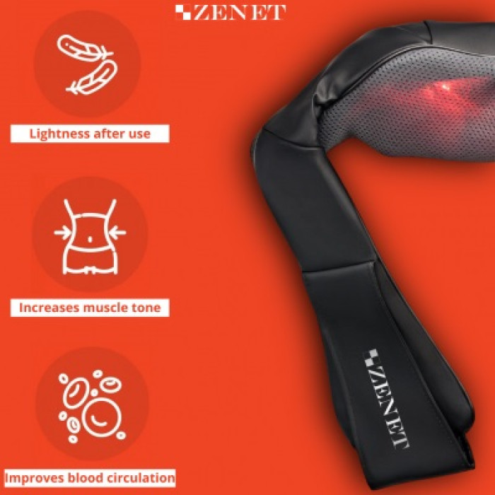 Масажер для шиї і шийного відділу хребта Zenet ZET-758 роликовий з прогріванням